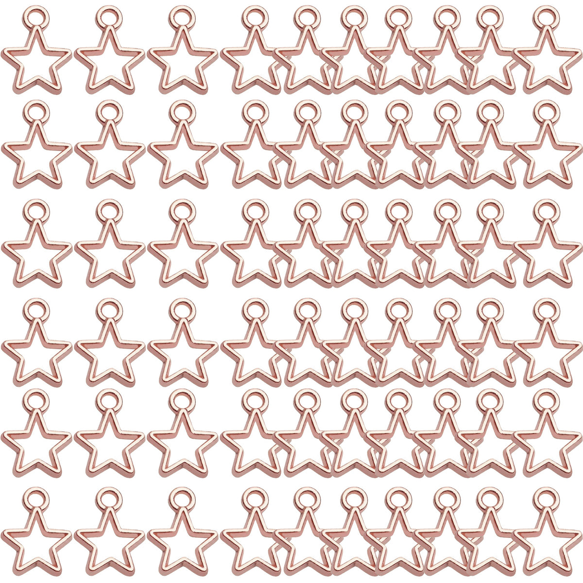 60pcs Mini Star Shaped Charms European Style Charm Hollow Star Charm Jewelry Charms Pendants for DIY Necklaces Bracelets Jewelry Accessories, 6 colors