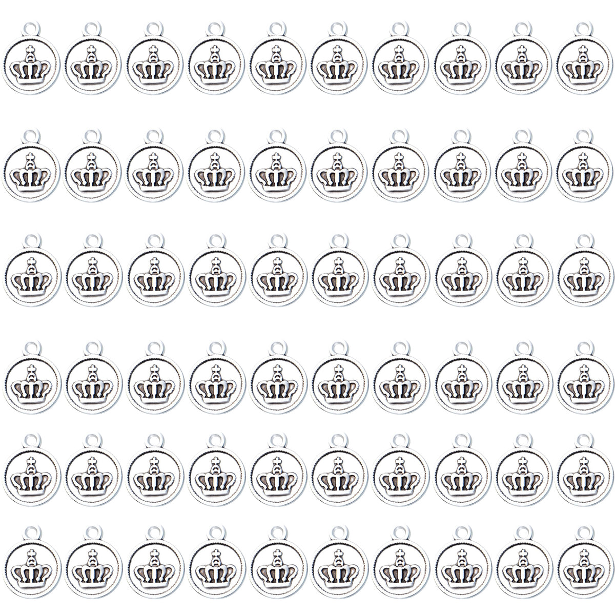 60pcs Crown Pendant Charm Alloy Round Crown Charms Beads King Charms Craft Supplies for DIY Necklace Bracelets Jewelry Pendant Making,4 Colors