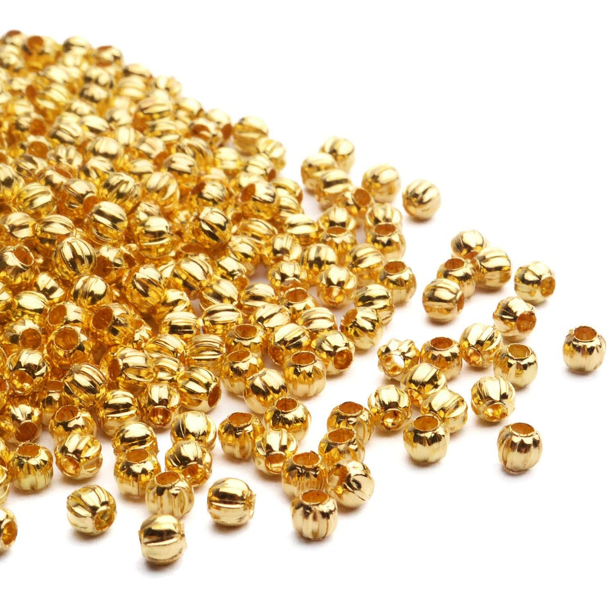 1000pcs 3mm Golden Metal Round Spacer Beads, Loose Beads for DIY Crafts, Bracelet, Necklace, Jewellery Making