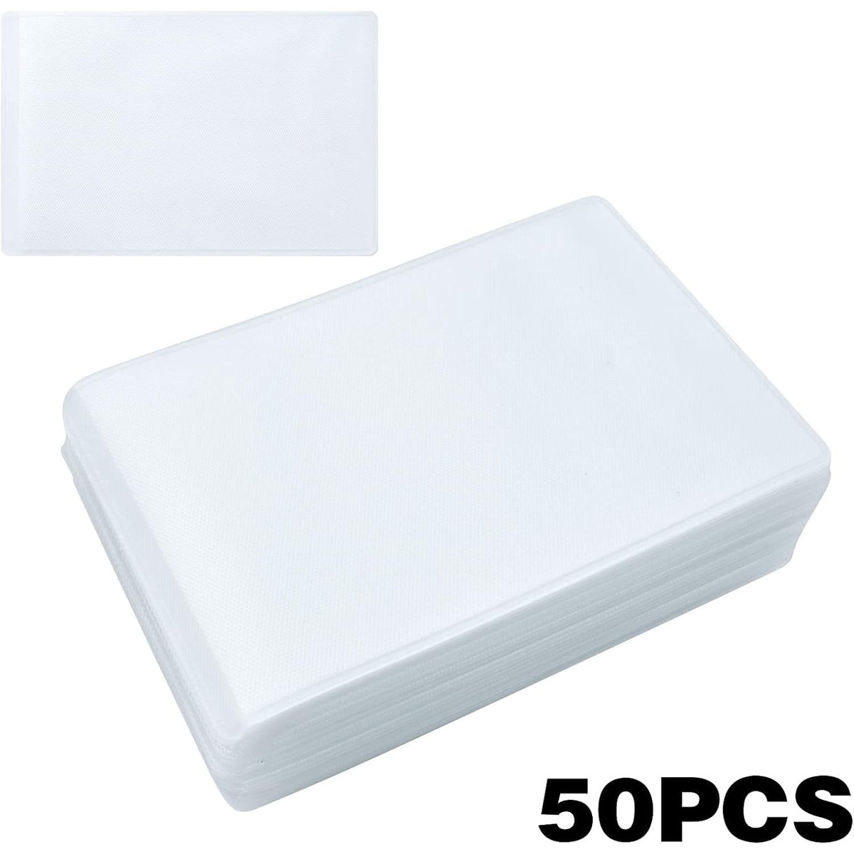 50pcs Credit Card Protector Sleeves Plastic Clear Waterproof Vertical ID Card Holder for Bank Social Security Medicare Business Insurance Card, 9.3cm×6.5cm