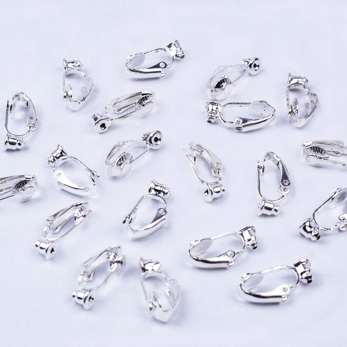 BronaGrand 20 Pieces Clip-on Earring Converter Components Findings with Post, Silver