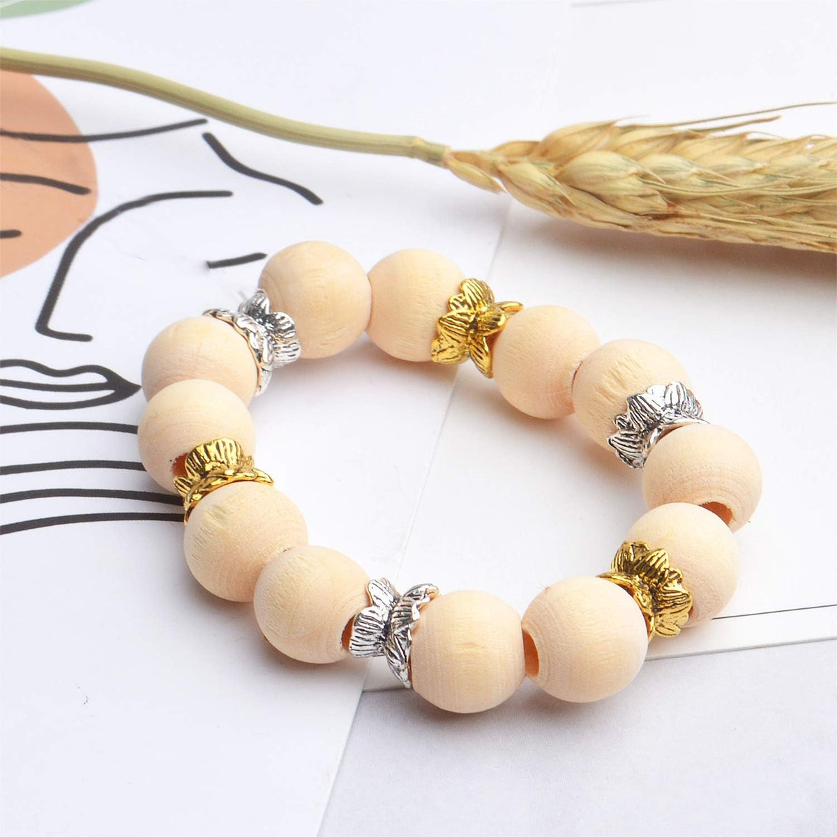 Lotus Form 60PCS Double End Flower Bead Spacer Caps, Antique Alloy Jewelry Caps for Bracelet, Necklace, Earring Crafts Making