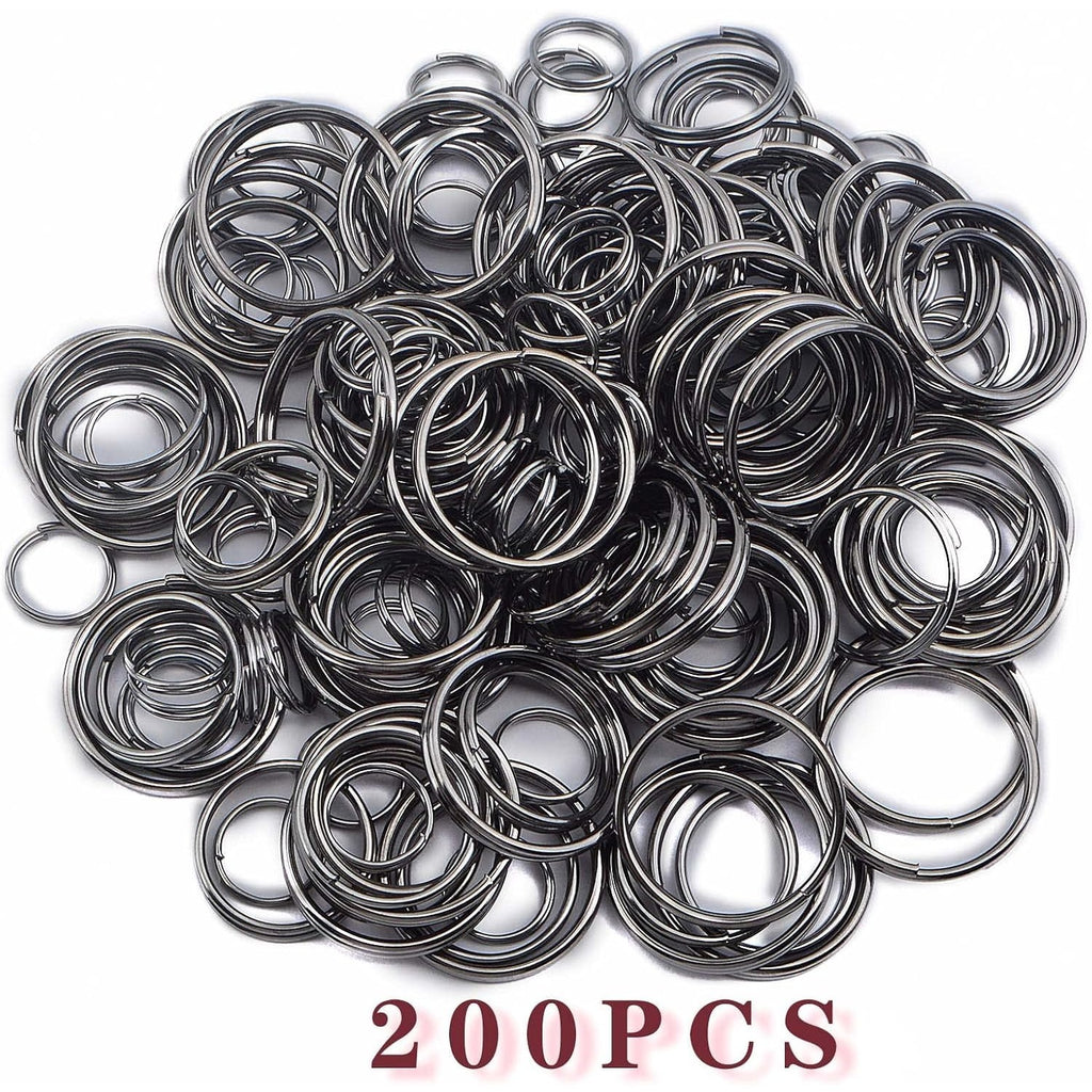 200pcs Gun Black Double Jump Rings Metal Open Jump Rings Split Ring Keyring Connectors for DIY Bracelet Necklace Earring Jewelry Making Supplies, 10mm/16mm/20mm