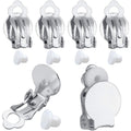 50pcs Round Flat Back Tray Earring Clips Non Pierced Earring Components and 50pcs Soft Cushion for DIY Earrings Jewelry Making,Silver