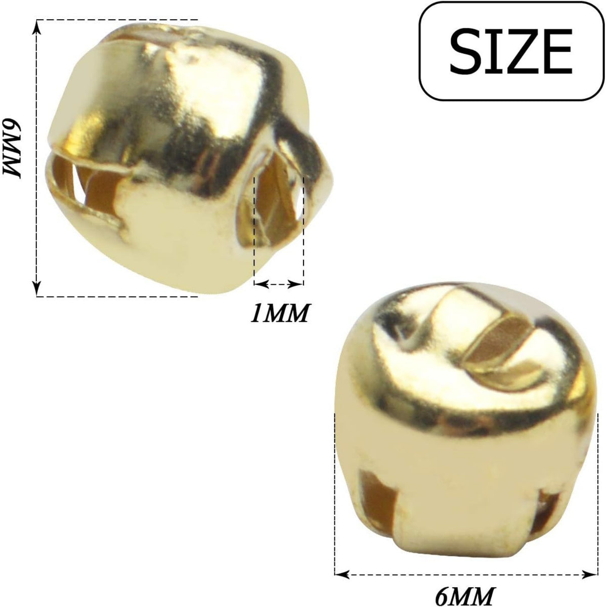 BronaGrand 300pcs Jingle Bells,6mm Craft Bells Bulk DIY Bells for Christmas Festival Decoration Home Decoration,Gold