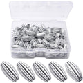 100pcs Antique Silver Oval Rice Shape Bead Spacers Tibetan Beads Jewelry Beads Spacer Bead Charms with A Box for DIY Bracelet Necklace Jewelry Making