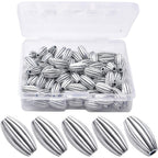 100pcs Antique Silver Oval Rice Shape Bead Spacers Tibetan Beads Jewelry Beads Spacer Bead Charms with A Box for DIY Bracelet Necklace Jewelry Making