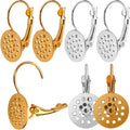 Lever Back Earring Components, 20pcs Brass Leverback Ear Wires Hook Clip Earring Findings with 12mm Round Mesh Pad for Earring Designs Jewelry Making