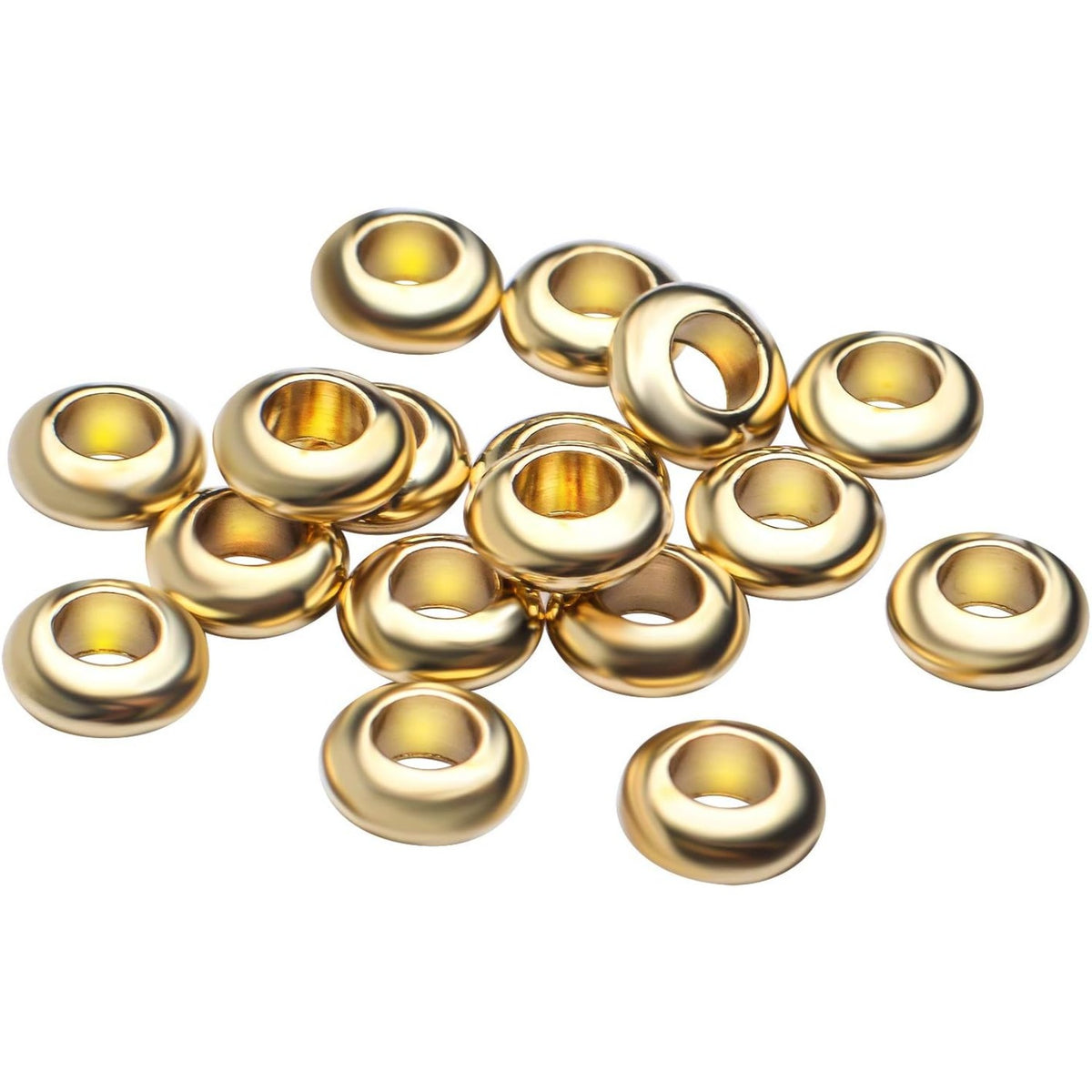 Brass Spacer Beads,200pcs 2x6mm Round Spacer Beads Loose Tiny Smooth Rondelle Beads Jewelry Making Findings for DIY Bracelet Necklace Crafts
