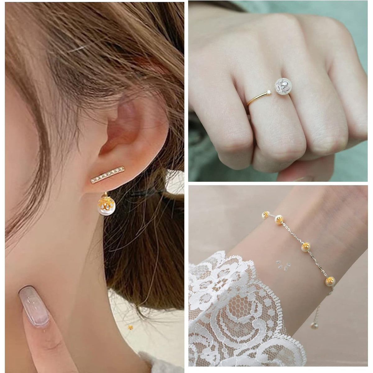 600pcs 3 Sizes Flower Bead Caps, 2 Colors, Elegant DIY Jewelry Making, Female Birthday Occasion