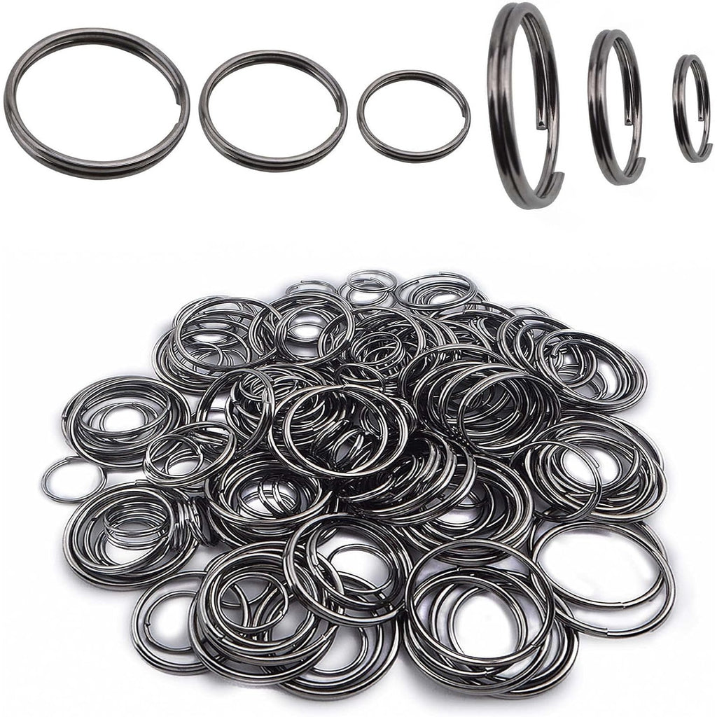 200pcs Gun Black Double Jump Rings Metal Open Jump Rings Split Ring Keyring Connectors for DIY Bracelet Necklace Earring Jewelry Making Supplies, 10mm/16mm/20mm