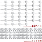 40pcs Crystal Rhinestone Earring Posts with Loop Cubic Zirconia Stud Earrings and 40pcs Earring Stoppers for DIY Jewelry Making Party Favor Gifts
