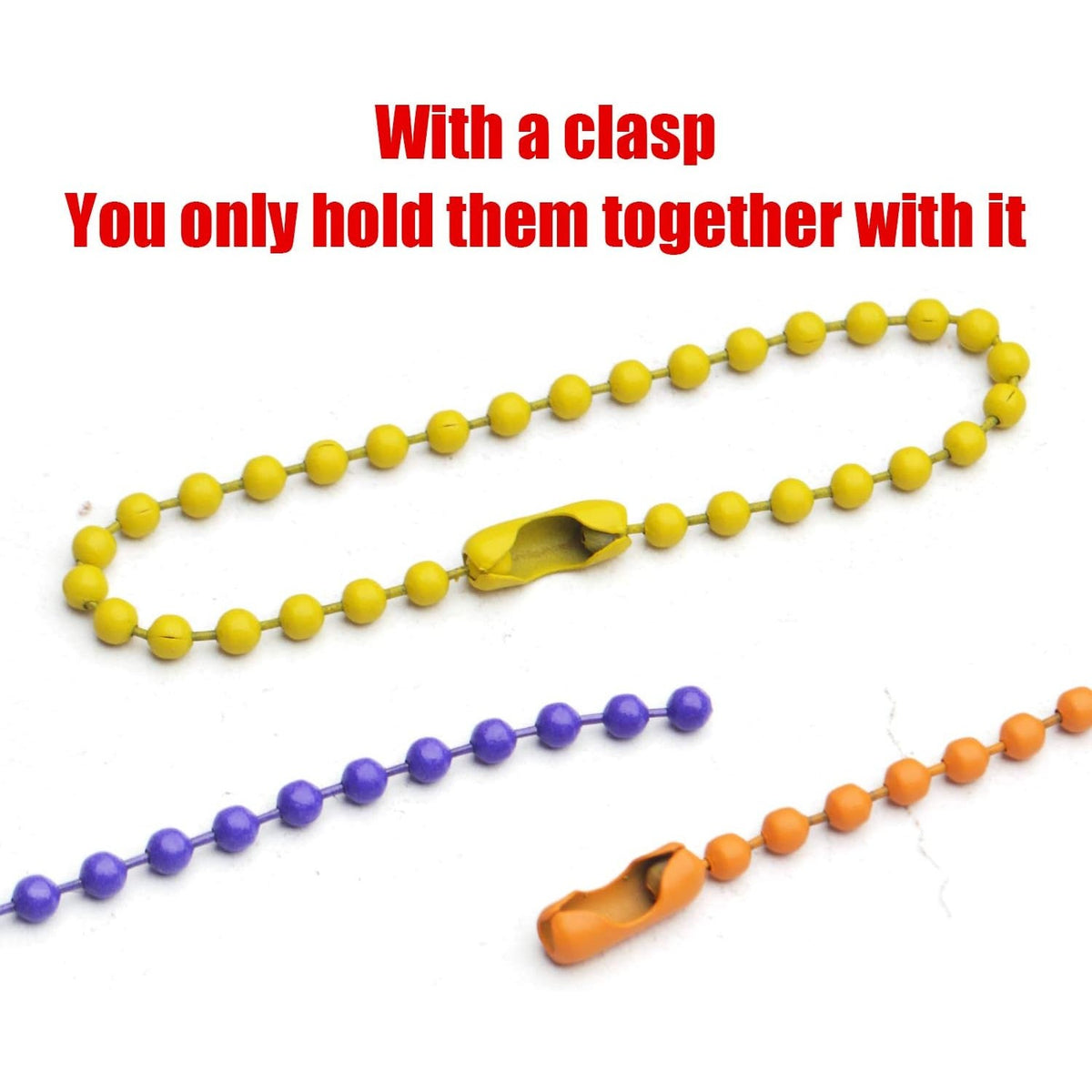 Ball Bead Chains,80pcs 2.4mm Diameter 120mm Long Metal Ball Bead Chains Small Ball Bead Chains Metal Pull Chain Extension with Matching Connectors Jewelry Accessories for Keychains Tags,8 Colors