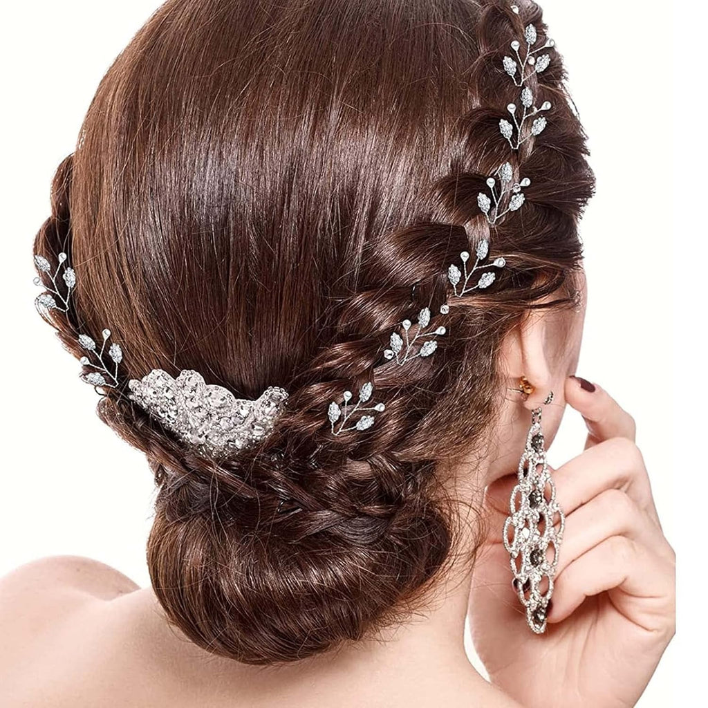 6pcs Pearl Rhinestone Hairpins Clips U-shaped Pearl Embellished Bobby Pins Headpiece Bridal Hair Accessories with a Plastic Box for Women Bride Bridesmaid Wedding Birthday, 2 Colors