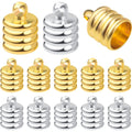 50pcs Brass Cord End Caps Glue-in Barrel End Caps Fasteners Necklace Cord Tassel Leather Cord Ends Terminators Clasps for DIY Bracelet Crafts Jewelry Making, Golden, Silver