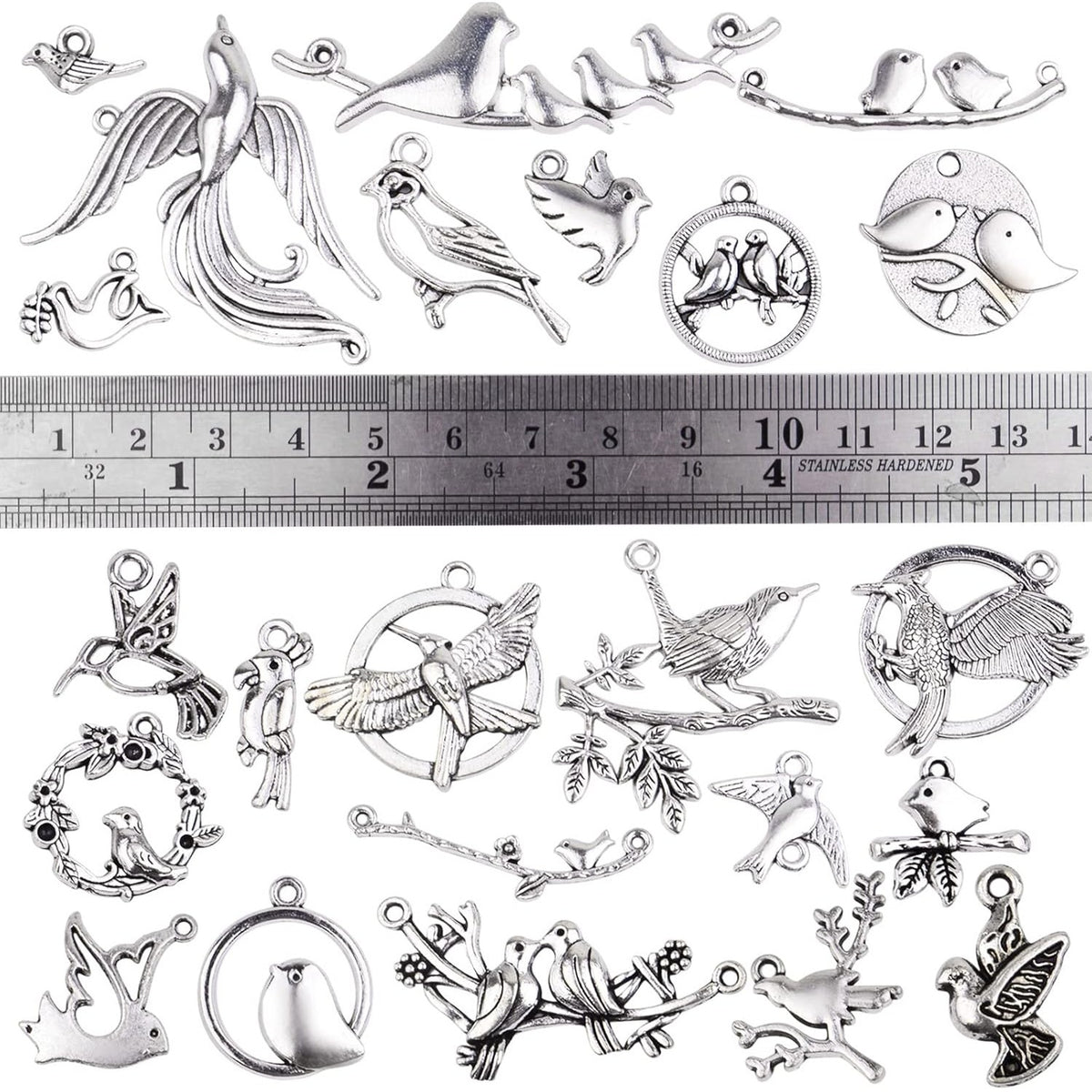 100 Gram Mixed Styles Bird Charms Tibetan Alloy Hummingbird Pigeon Swallow Pendants Vintage Animal Charms for DIY Necklace Bracelet Jewelry Making