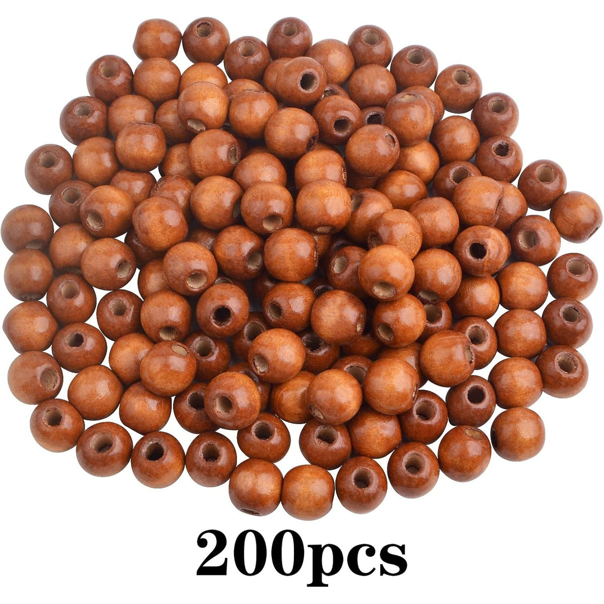 200pcs Natural Round Wooden Spacer Beads Large Hole Maple Wood Beads Loose Craft Wood Beads Accessories for DIY Jewelry Making Garland Farmhouse Decoration, Light Coffee