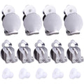20pcs Round Flat Back Tray Earring Clips Stainless Steel Non-Pierced Earrings Converter Components with 20pcs Silicone Earring Findings Pad Base for DIY Jewelry Making
