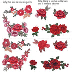 12 Pieces 6 Pairs Embroidered Patches Various Rose Flower Sew on Patch for DIY Art Craft,Clothings,Jeans