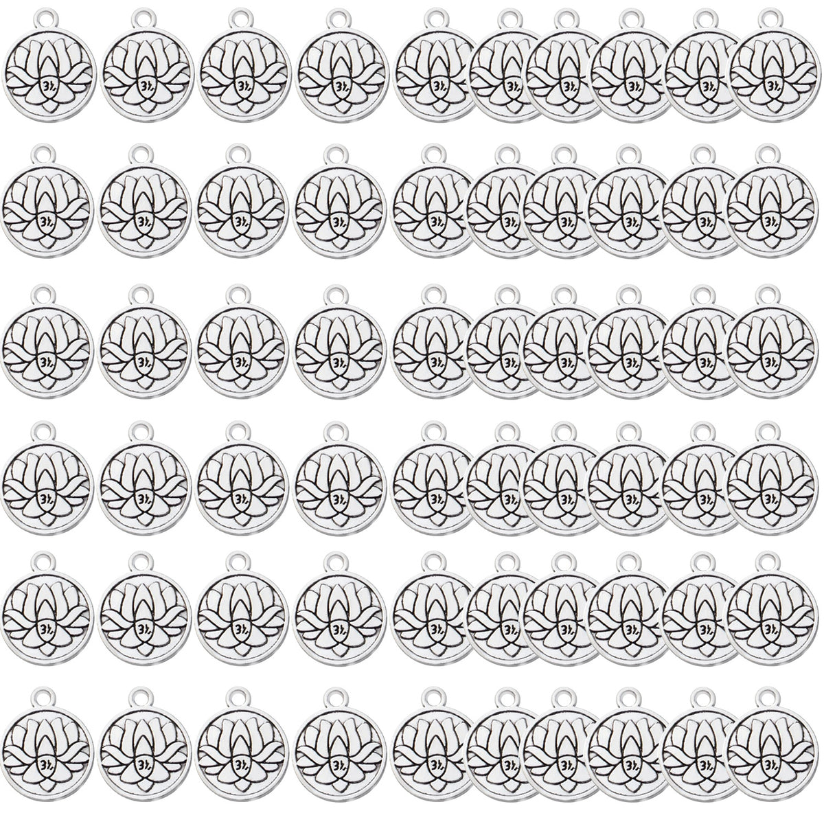 60pcs Lotus Flower Charm Pendants Tibetan Alloy Lotus Beads Charms for DIY Necklace Bracelet Jewelry Making Findings Accessory
