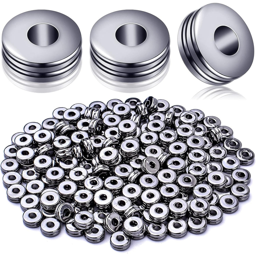 Metal Spacer Beads,200pcs Flat Round Disc Rondelle Spacer Beads Metal Rondelle Beads Spacers for Jewelry Making(6mm) - Silver and Golden