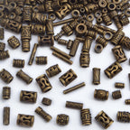 100 Gram Antique Bronze Mixed Styles Column Spacer Beads Alloy Barrel Tube Bar Loose Charm Beads Jewelry Findings Accessories for DIY Bracelet Necklace Craft Projects