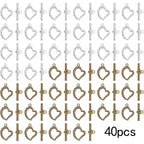 20 Sets Butterfly Bracelet Toggle Clasps T-Bar End Tibetan Closure Filled Fastener Hook Toggle Connectors for DIY Necklace Jewelry Craft Making, 2 Colors