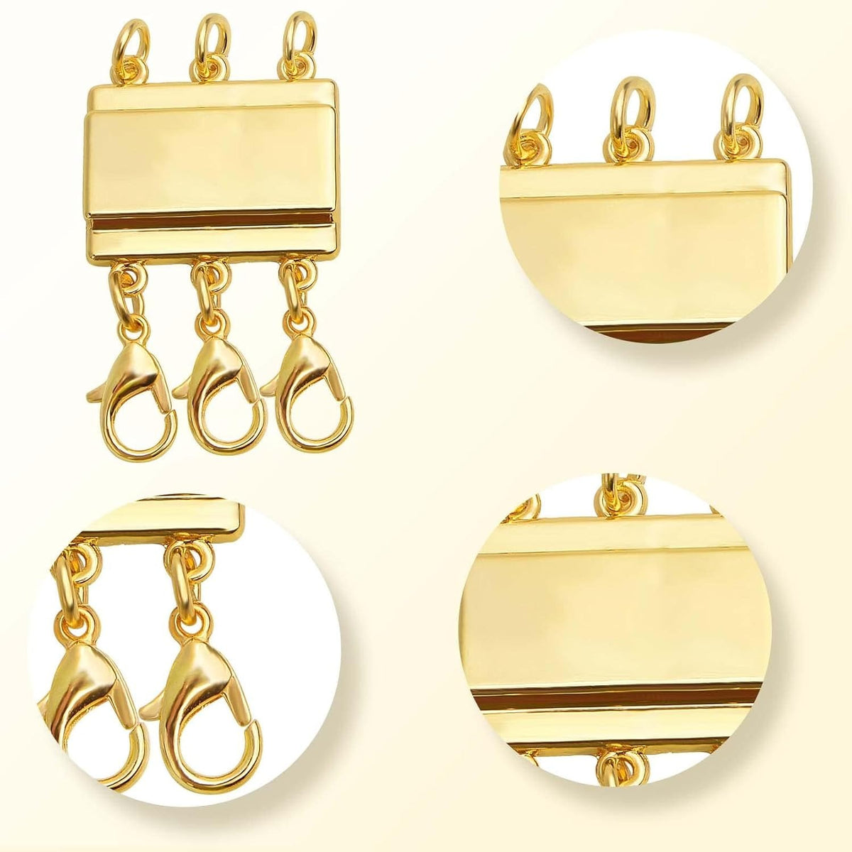 4pcs 2 Sizes Multiple Layering Necklace Clasp Connectors Multi Strands Slide Clasp Lock Magnetic Tube Clasps with A Box for Layered Bracelet Jewelry Craft Making, 2 Colors