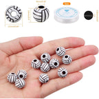 120 Pieces Volleyball Spacer Beads Acrylic Sport Ball Beads with Large Hole and A Roll of Elastic Crystal String for DIY Necklace Bracelet Keychains Hair Ties Crafts
