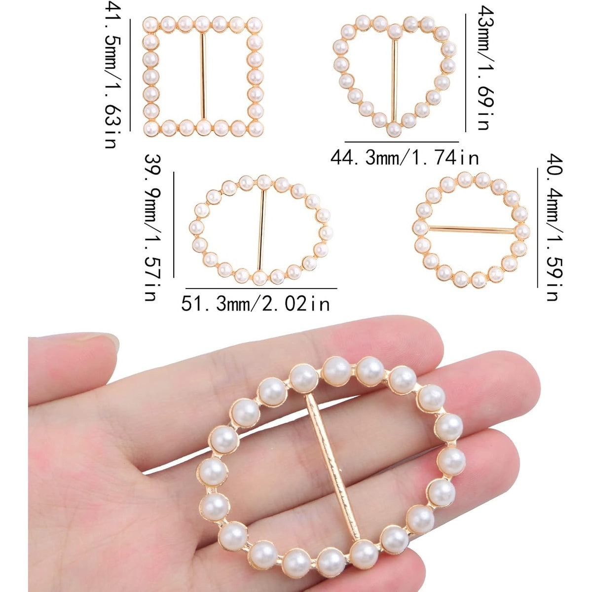 8pcs 4 Styles Metal T Shirt Scarf Clip Ring Round Square Oval Heart Shape Scarf Ring Clip Buckle with Pearl for Clothing Ring Wrap Holder Parties Costume Clothes Corner