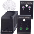 100pcs Black Earring Display Cards Velvet Plastic Earring Card Holders and 200pcs Clear Bullet Earring Backs for Ear Studs Jewelry Accessory Displaying, 3.7 x 5 cm
