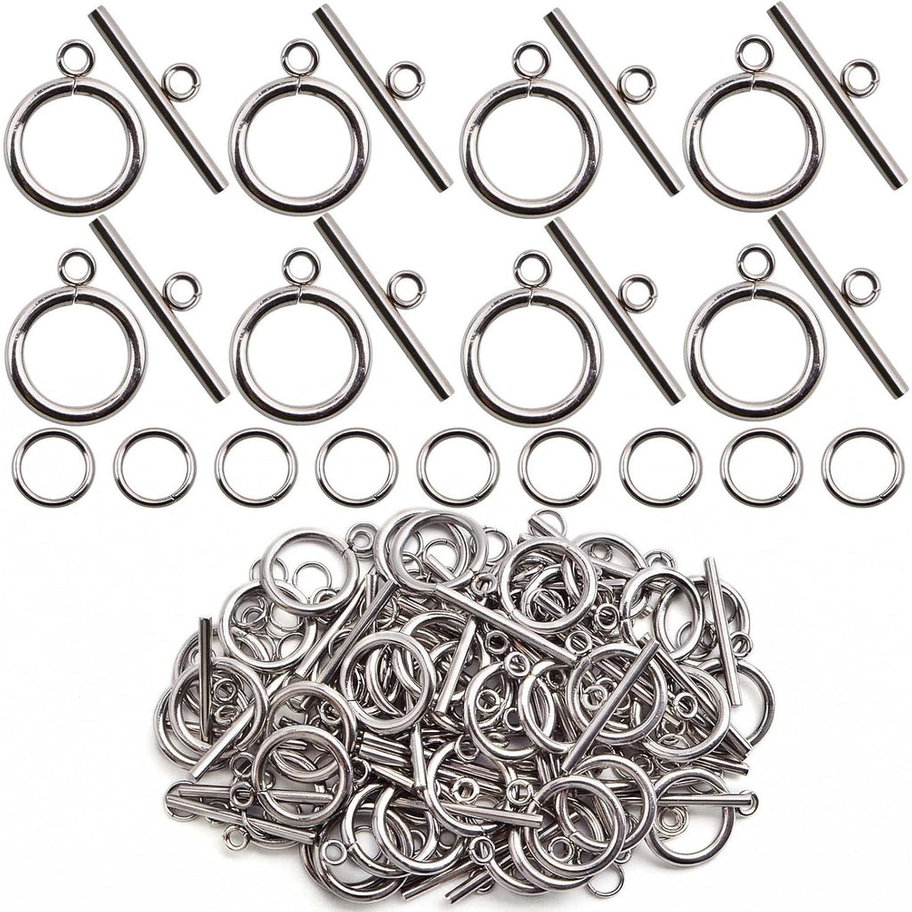 20 Sets Butterfly Bracelet Toggle Clasps T-Bar End Tibetan Closure Filled Fastener Hook Toggle Connectors for DIY Necklace Jewelry Craft Making, 2 Colors