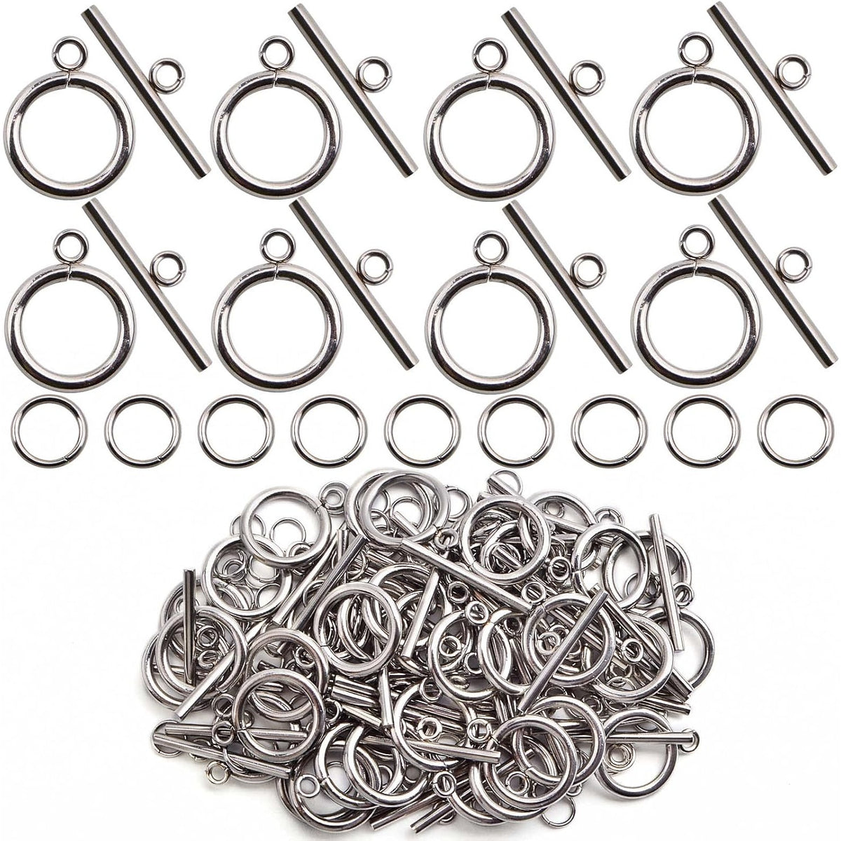20 Sets Butterfly Bracelet Toggle Clasps T-Bar End Tibetan Closure Filled Fastener Hook Toggle Connectors for DIY Necklace Jewelry Craft Making, 2 Colors