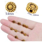 100pcs Antique Silver Sunflower Spacers Beads Tibetan Alloy Flower Bead Spacer Charm Beads Loose Bead Spacers for DIY Bracelet Necklace Jewelry Crafts Making Accessories