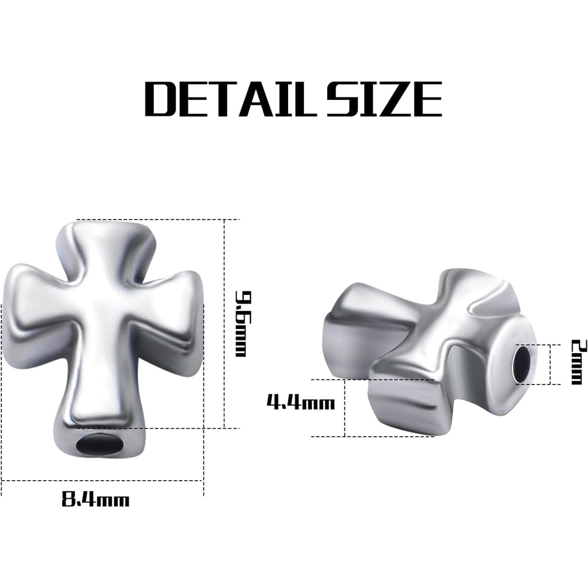 50pcs Antique Silver Cross Spacer Beads Tibetan Alloy Crucifix Cross Charm Beads for DIY Jewelry Bracelet Making,9.6mm×8.4mm