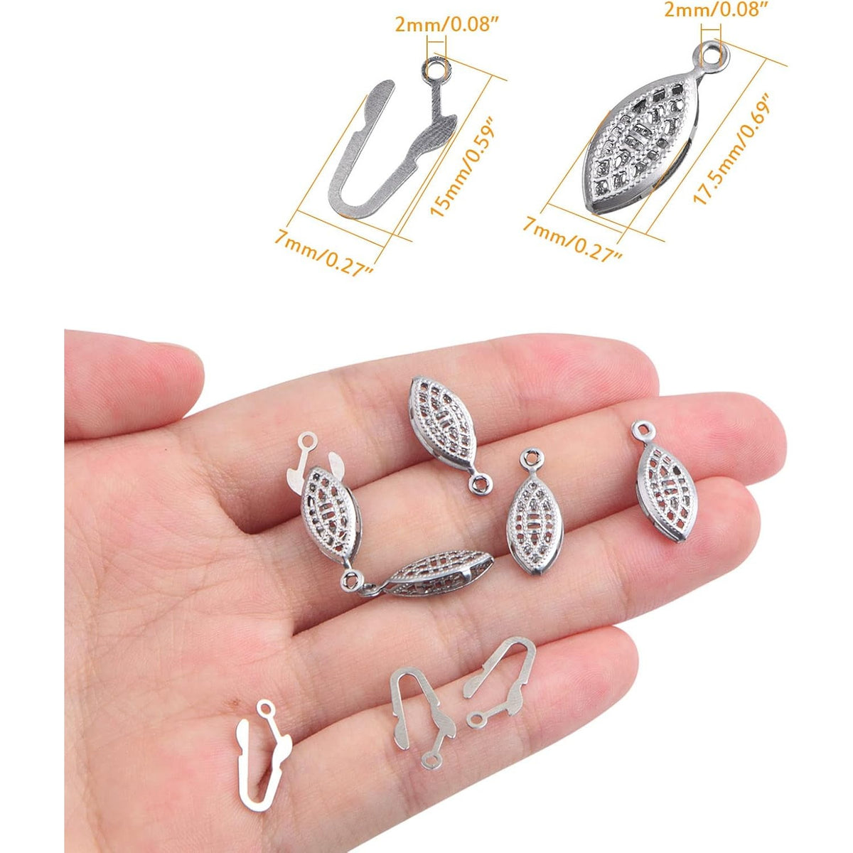 30 Pieces Filigree Box Necklace Clasps Stainless Steel Oval Fish Hook Clasp Jewelry Slide Clasps Bracelet Connectors for DIY Jewelry Making Birthday Party Gift