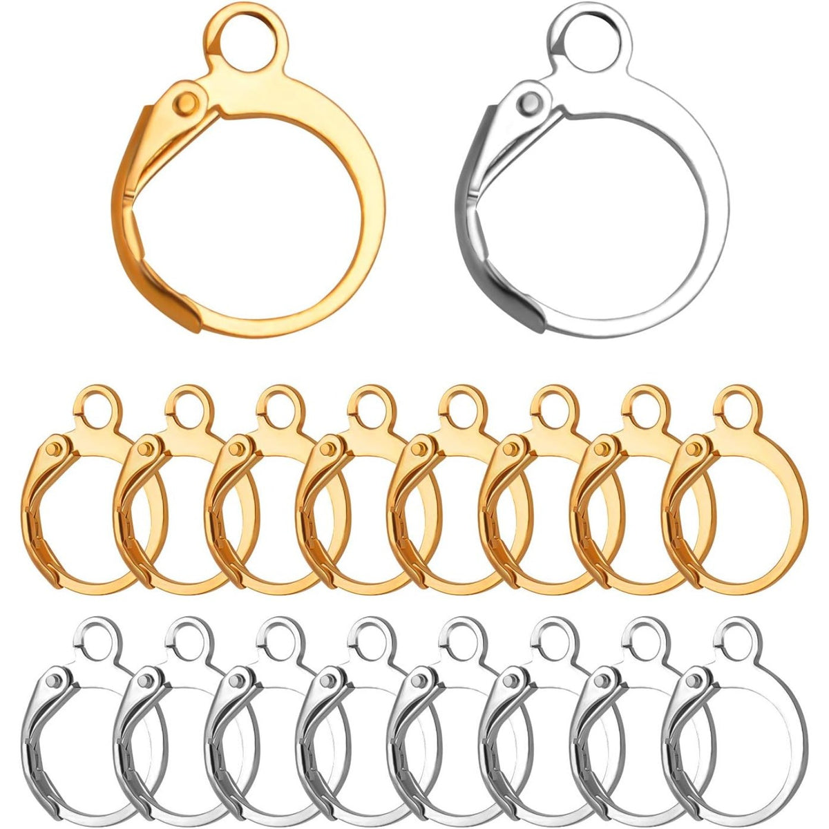 Hypoallergenic Earring Hooks, 120 Pieces Brass Lever Back Earring Round French Hook Ear Wire with Open Loop for Earring Designs Jewelry Making - 4 Colors