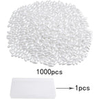 1000pcs White Long Pearl Beads Smooth Ball Imitation Pearl Beads Plastic Oval Rice Shape Spacer Beads with a Plastic Box for DIY Bracelets Jewelry Making Craft Decoration