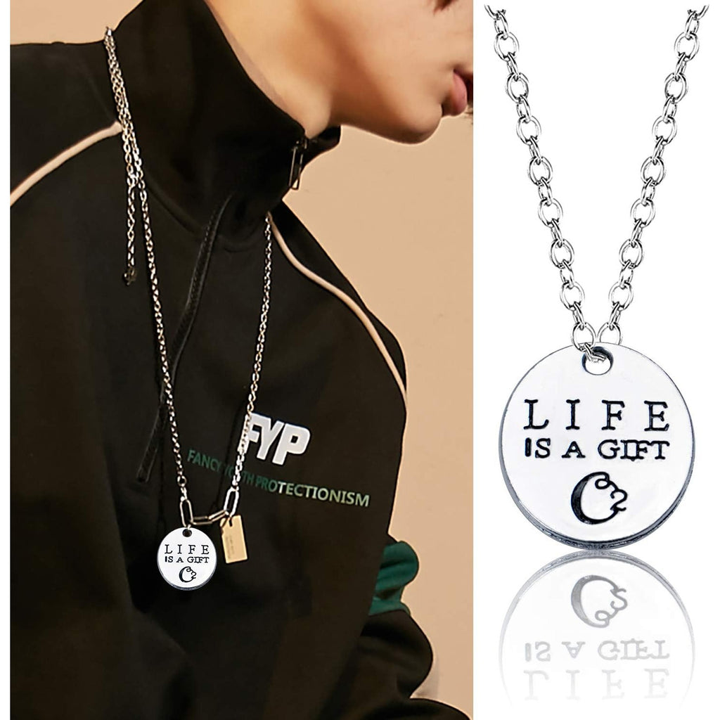 Inspirational Words Charms, 30pcs Lettering Saying Pendants (LIFE IS A GIFT) Tree of Life Charms Beads Jewelry Findings for DIY Necklace Bracelet - Double-Sided Design