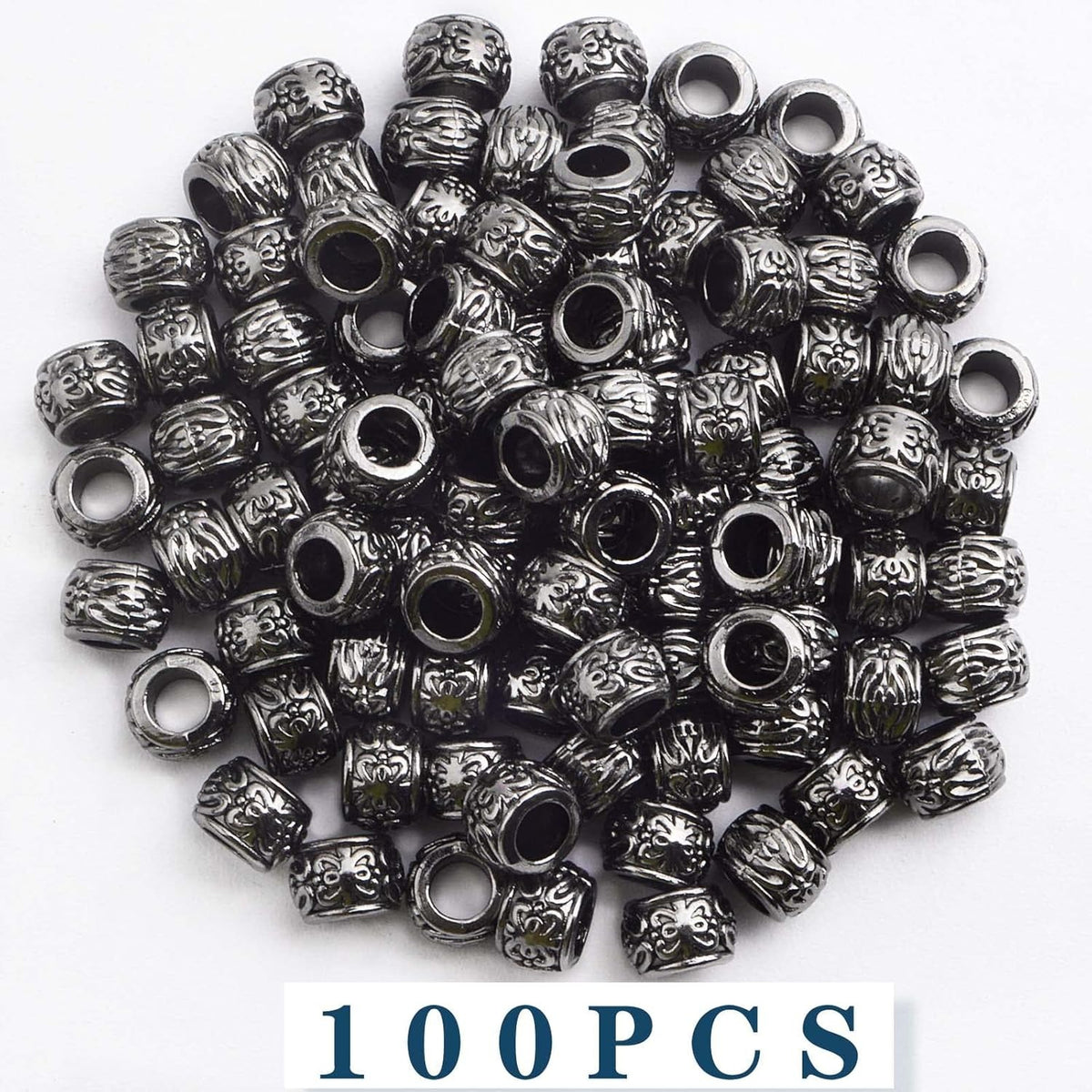100 Pieces Gun Black Rondelle Spacer Beads - European Large Hole Tube Column Loose Charm Beads - Accessories for DIY Bracelet Necklace Earrings Jewelry Making