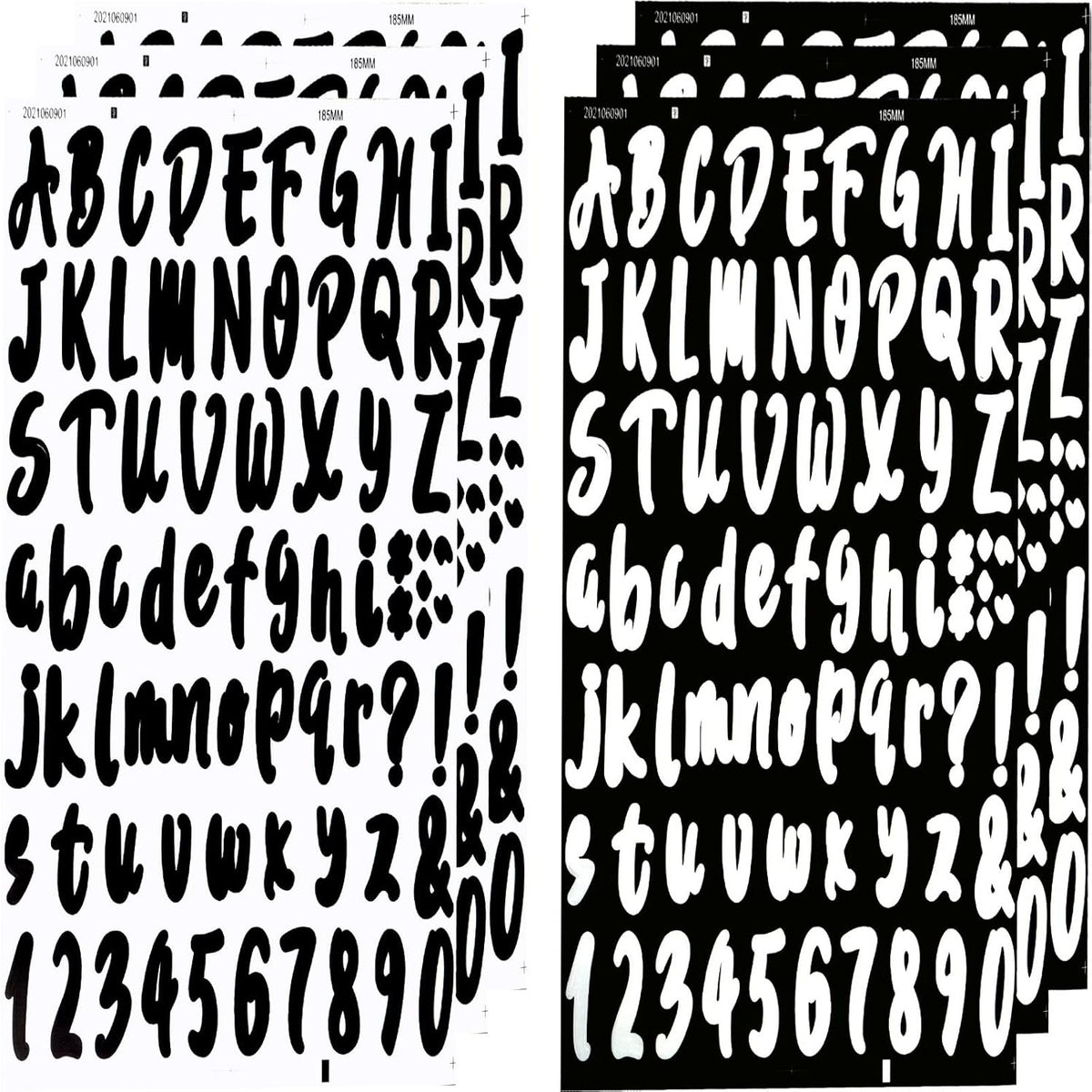 6 Sheets Self-Adhesive Vinyl Letters Numbers Kit, Alphabet letter Stickers Mailbox Numbers Sticker Decals for Sign, Notebook, Door, Containers, Business, Address Number, Jar Labels (White, Black)