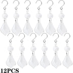 12 Pieces Clear Glass Crystal Chandelier Prisms Maple Leaf Hanging Crystals Pendant Parts Replacements with Hooks for Window Chandelier Wedding Christmas Tree Decoration