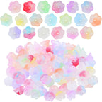100pcs Czech Glass Flower Beads Mixed Colors Trumpet Flower Shape Loose Glass Beads Bell Flower Spacer Bead Caps Accessories for DIY Jewelry Making Beading Projects Gifts