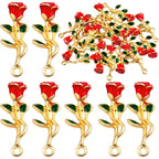 20 Pieces Rose Flower Charms Enamel Dangle Flower Pendants Jewelry Charm Accessories for DIY Earrings Necklace Bracelet Crafts Decor, Red