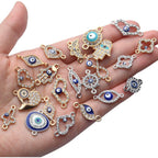 Evil Eye Connector Charms, 22pcs Enamel Rhinestone Diamond Heart Infinity Butterfly Hand of Fatima Jewelry With 2 Holes for DIY Bracelet Earrings Necklace