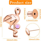 S925 Sterling Silver Flamingo Stud Earrings Large Waterfowl Tropical Bird Flamingo Earring Posts Hawaiian Summer Beach Gifts with Screw Ear Backs for Women