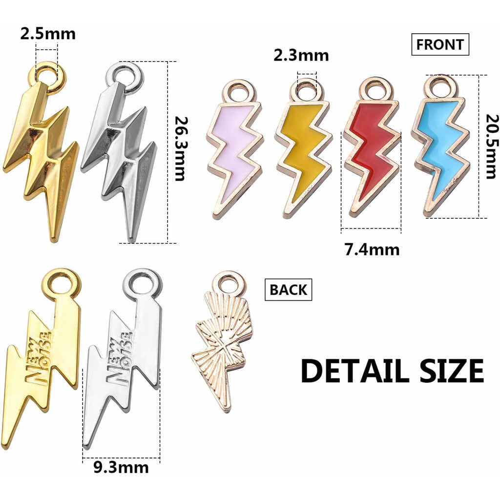 60pcs Lightning Bolt Charm Pendants Alloy Flash Lightning Charms Enamel Charms Pendants Celestial Dangle Charms for Bracelet Necklace Earrings DIY Jewelry Making Supplies