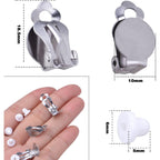 20pcs Round Flat Back Tray Earring Clips Stainless Steel Non-Pierced Earrings Converter Components with 20pcs Silicone Earring Findings Pad Base for DIY Jewelry Making