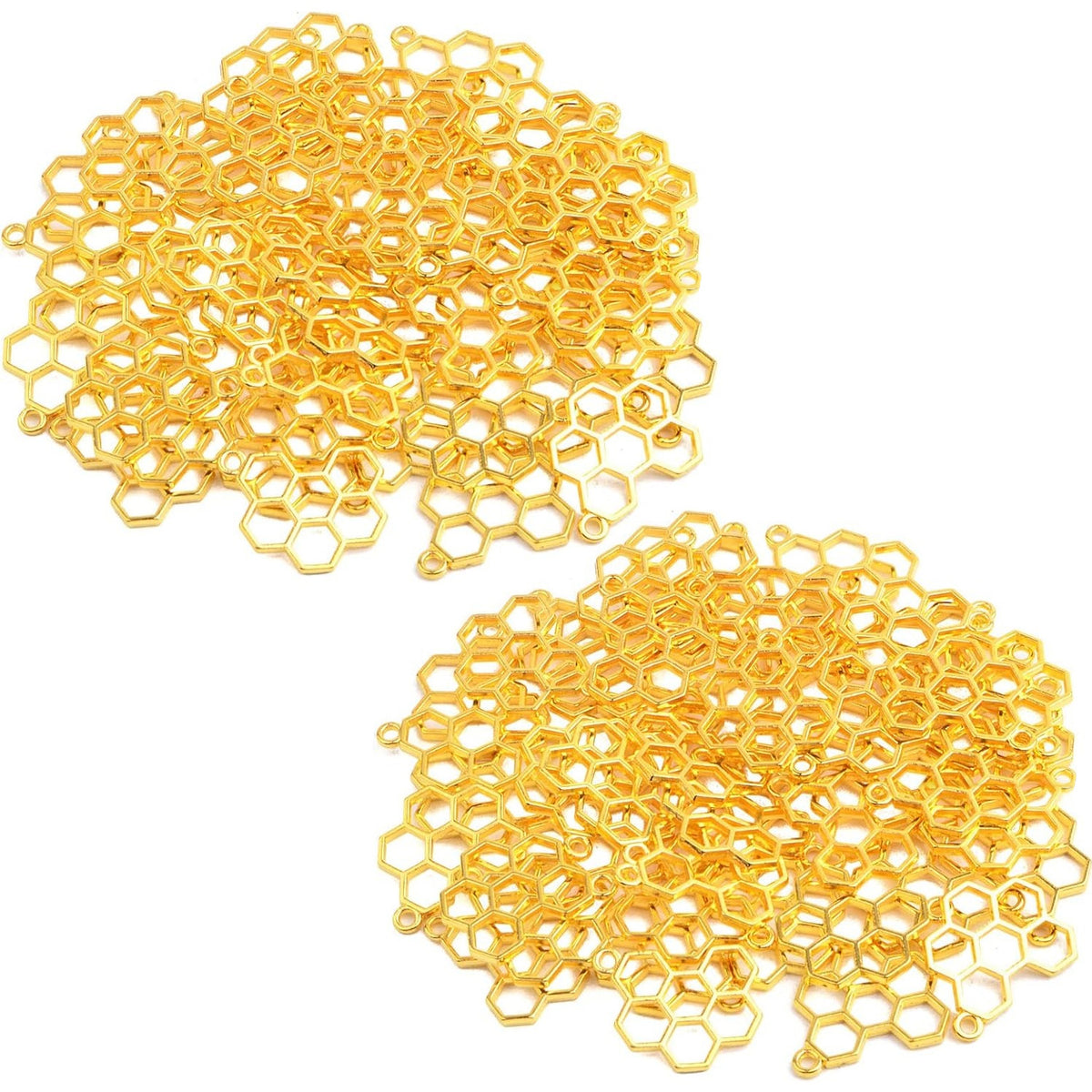 100 Pieces Hollow Frame Honeycomb Charms Alloy Blank Open Back Bezel Pendants Charms for DIY Necklace Bracelet Jewelry Making Resin Crafts, 2 Colors