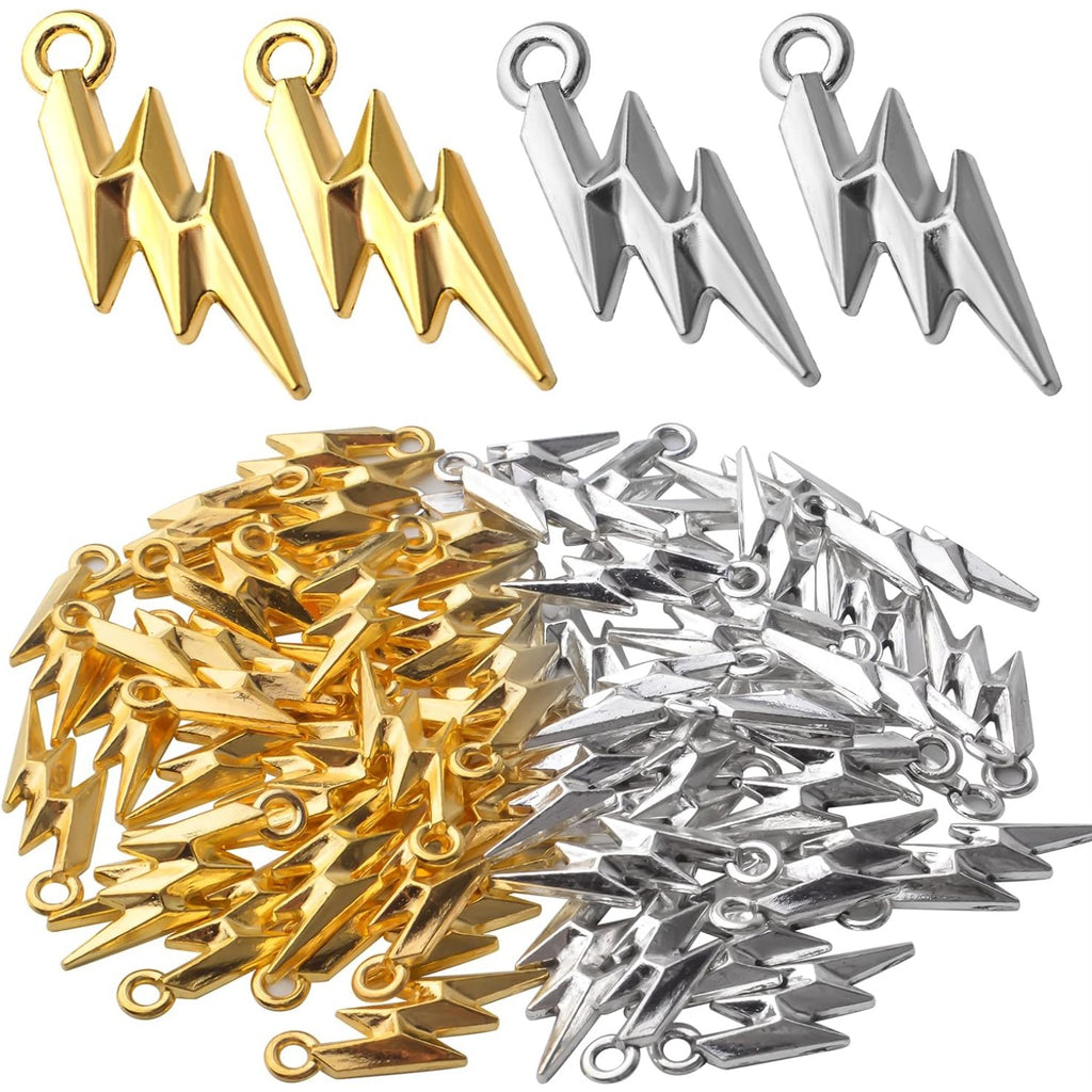 60pcs Flash Shape Charms Lightning Bolt Pendants Alloy Flash Lightning Charm Celestial Charms for Earrings Necklace DIY Jewelry Making Accessory